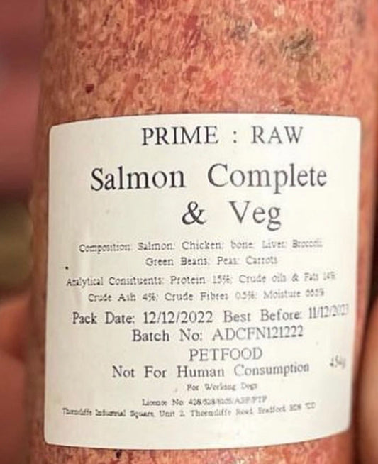 Prime raw salmon & veg